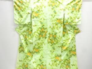 未使用品　片輪車に草花模様小紋着物